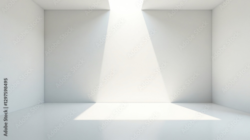 Empty Room with Overhead Light Beams Illuminating a Clean and Minimalist Interior Space Empty Room with Overhead Light Beams Illuminating a Clean and Minimalist Interior Space