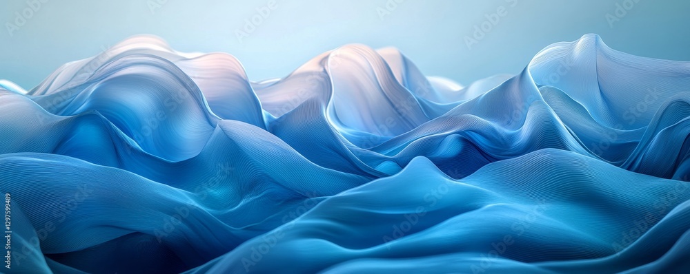 Obraz premium Captivating Blue Waves Shimmering in Soft Light, Generative AI