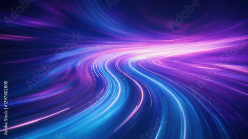 Abstract background with colorful light trails on the road, a concept of speed and motion