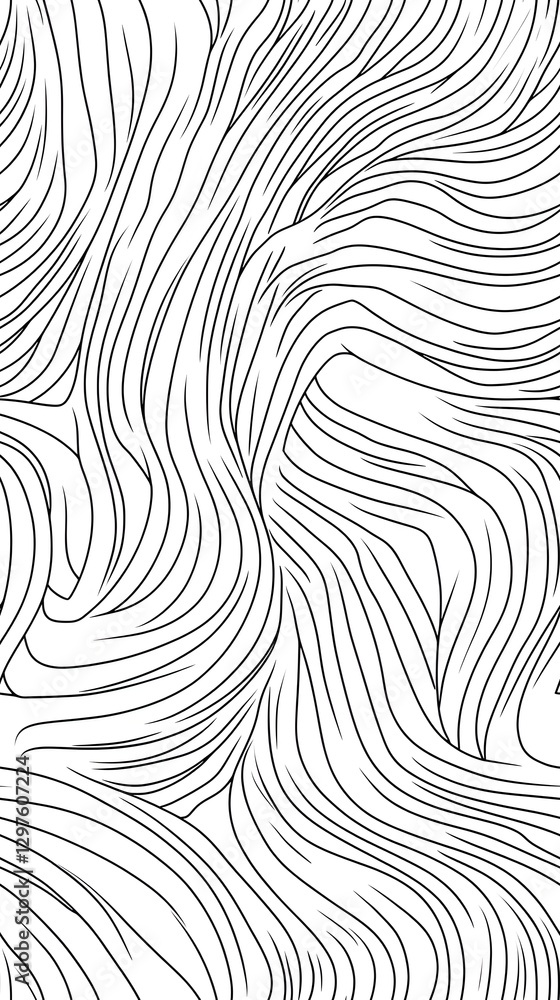 Minimalist Line Art Pattern with Continuous Flowing Curves in Monochrome Aesthetic Minimalist Line Art Pattern with Continuous Flowing Curves in Monochrome Aesthetic