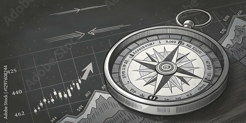 Navigate Your Investments Wisely: A Compass Guides Your Financial Journey Through Market Trends. photo