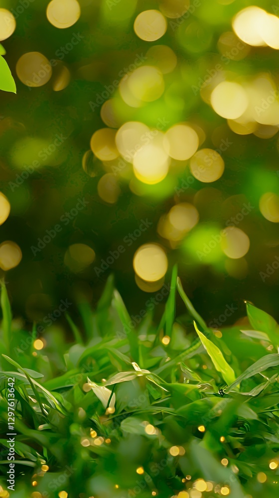 Obraz premium Vibrant Green Grass with Bokeh Background