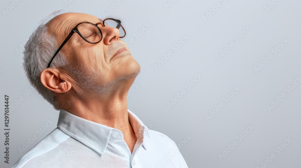 Fototapeta premium Generative AI, Elderly Man Enjoying the Sun, Serene Expression