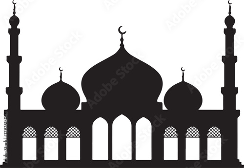 mosque in abu dhabi, silhouette of a mosque, showcasing traditional Islamic architecture