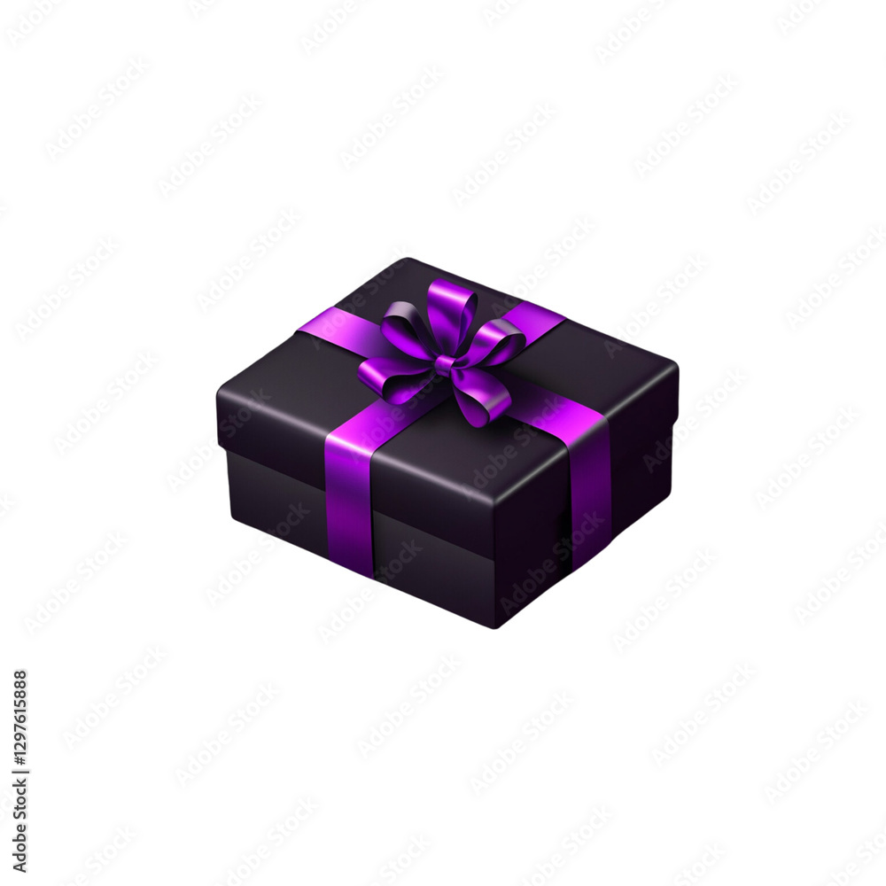 stylish black gift box with vibrant purple ribbon, perfect for celebrations stylish black gift box with vibrant purple ribbon, perfect for celebrations
