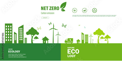 ecology concept of green life with natural environment city, tree, renewable energy sustainability, recycling economy, concept