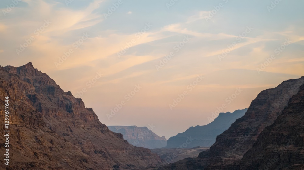 Fototapeta premium Majestic Canyon Landscape Dramatic Sunset Rugged Mountains Desert Scenery