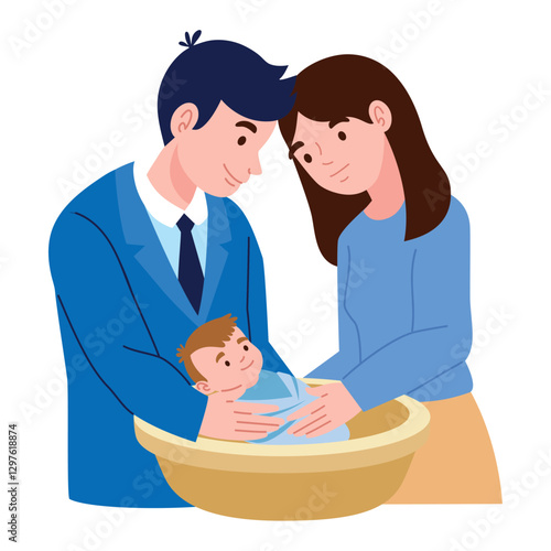 Baptism Baby Parents Holding Child