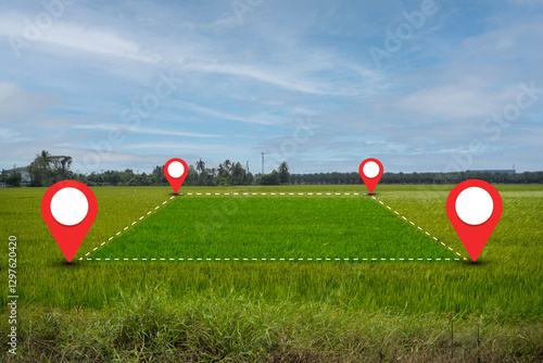 Quadro su tela Land plot management - real estate concept with a vacant land on a green field a