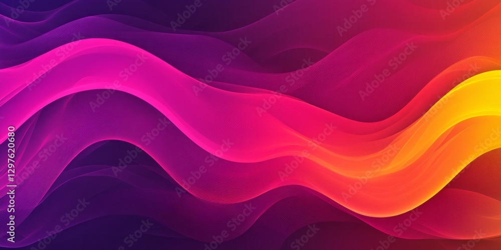 Abstract flowing waves of color transition from purple to yellow Abstract flowing waves of color transition from purple to yellow
