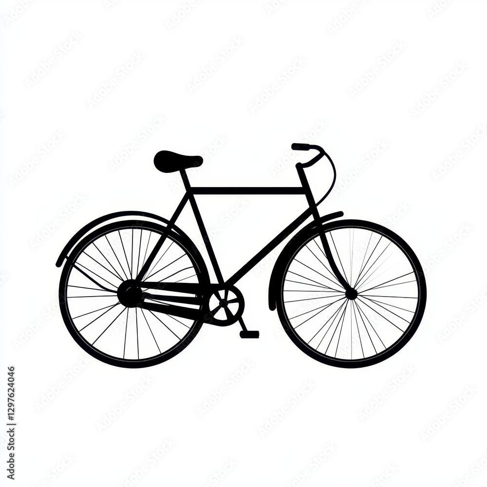 Obraz premium Black and white illustration of a classic bicycle on a white background. Simple line drawing of a vintage bicycle