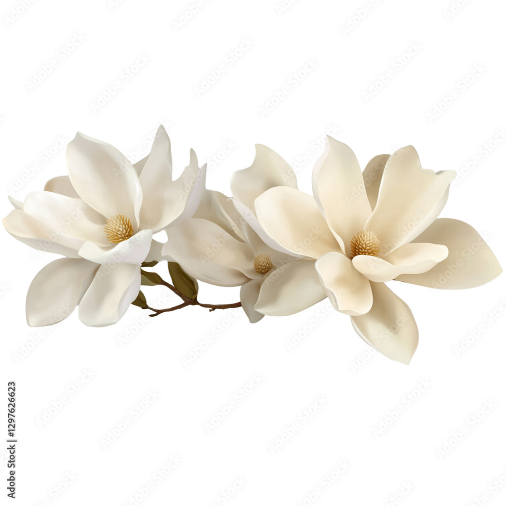 Fototapeta premium Elegant white magnolia flowers create serene and calming atmosphere