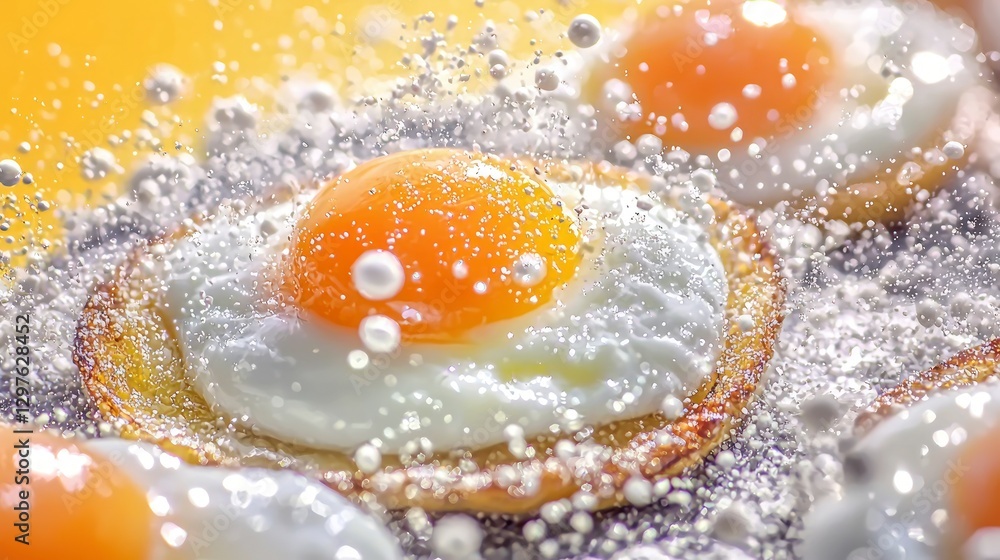 Sunny Side Up Eggs Explosion Food Photography Breakfast Culinary Cooking Delicious Sunny Side Up Eggs Explosion Food Photography Breakfast Culinary Cooking Delicious
