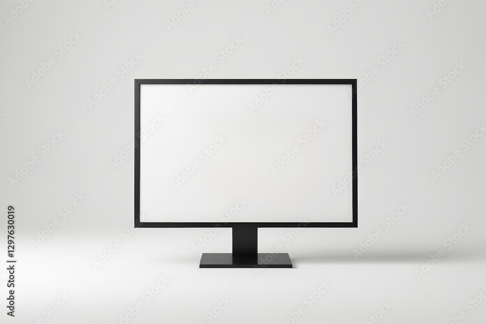 arafed computer monitor with blank screen on stand on white background arafed computer monitor with blank screen on stand on white background