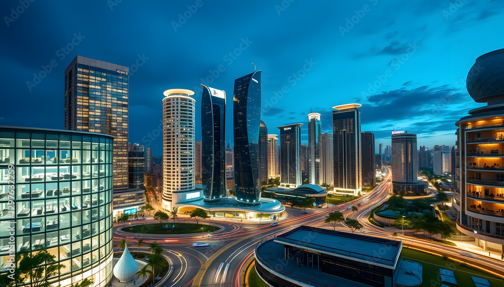 Naklejka premium ecometropolis pioneering a smart and futuristic sustainable city