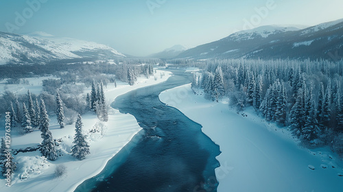 Wallpaper Mural Aerial View of Aurora Over Arctic Wilderness Torontodigital.ca