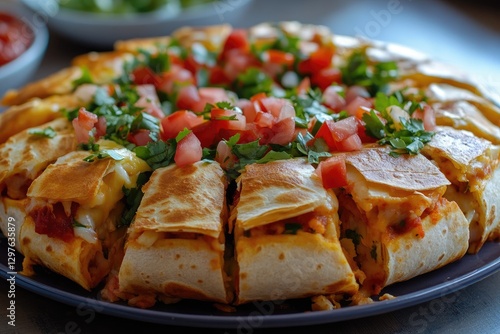 Wallpaper Mural Delicious savory quesadilla wreath topped with diced tomatoes and herbs Torontodigital.ca