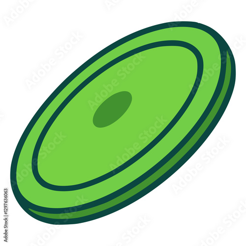 green frisbee toy fun sport flat color vector illustration template design