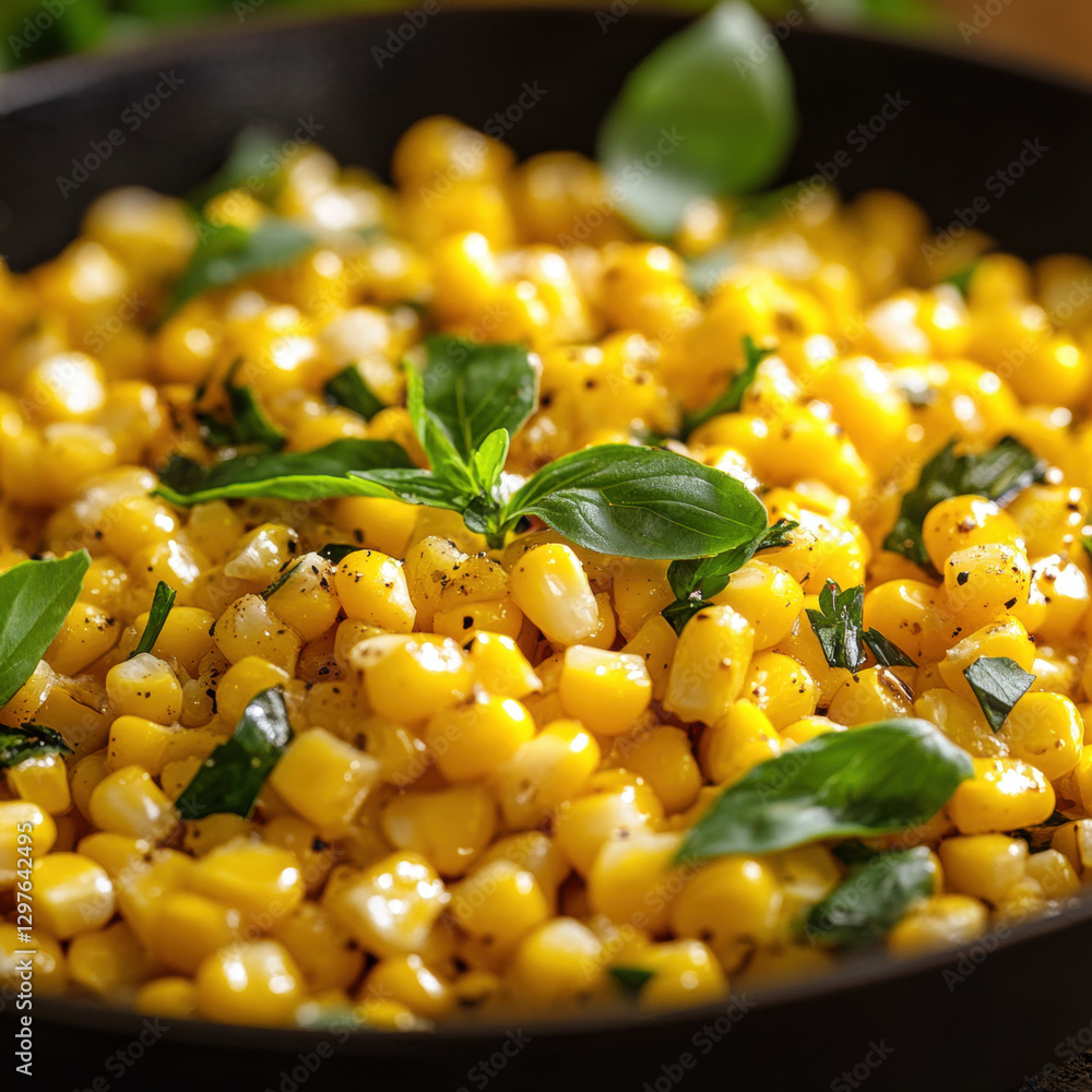 The image could be named Fresh green beans with corn in a healthy, colorful dish The image could be named Fresh green beans with corn in a healthy, colorful dish
