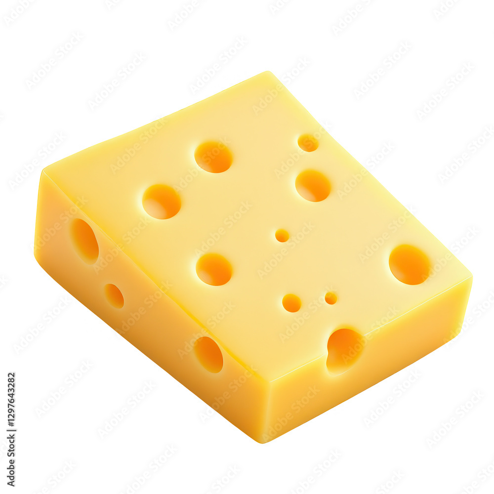 A realistic wedge of Swiss cheese with signature round holes, smooth texture, and a rich yellow color. Perfect for culinary designs, dairy products, and food-related concepts. A realistic wedge of Swiss cheese with signature round holes, smooth texture, and a rich yellow color. Perfect for culinary designs, dairy products, and food-related concepts.