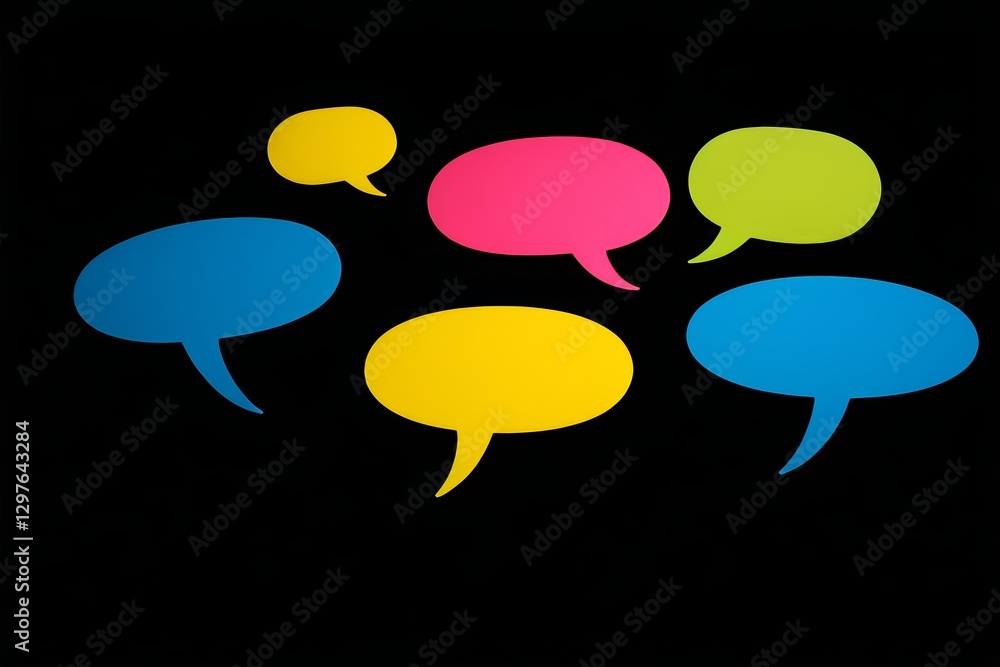 a close up of a group of speech bubbles on a black background a close up of a group of speech bubbles on a black background