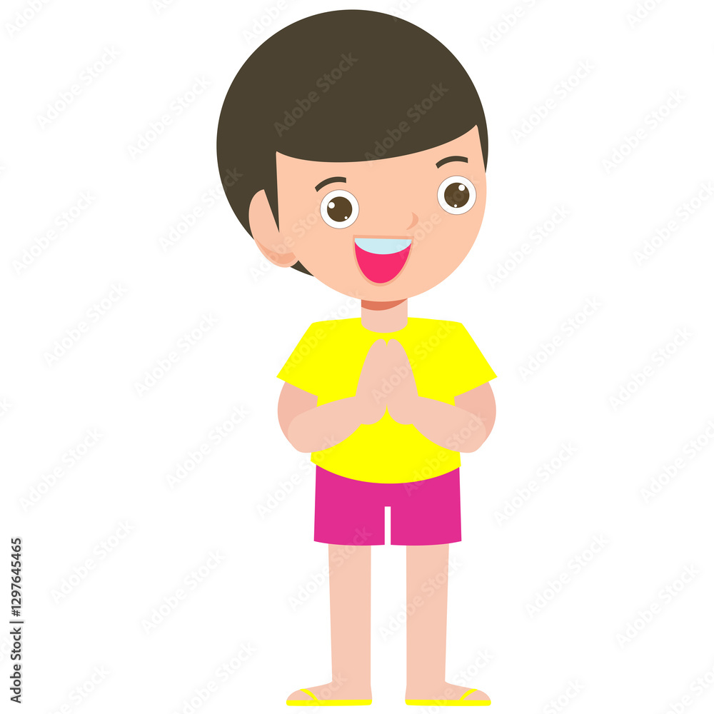 Songkran festival thai kid Traditional enjoy splashing water Thailand Traditional Illustration flat Songkran festival thai kid Traditional enjoy splashing water Thailand Traditional Illustration flat