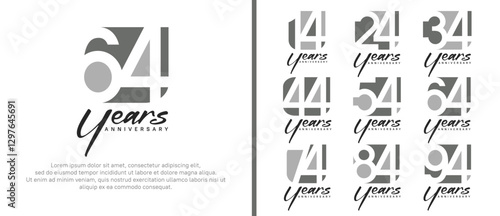 anniversary logo set. vector design grey color can be use for celebration moment
