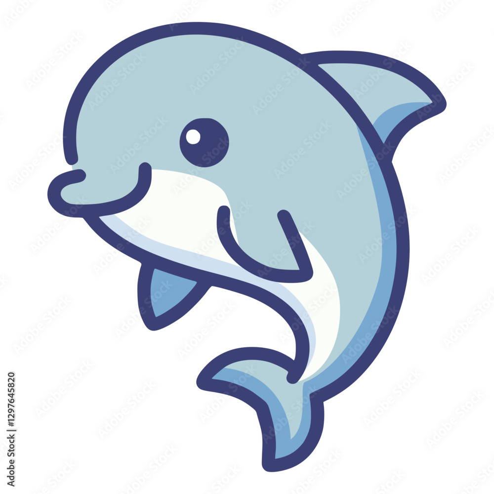 Naklejka premium cute dolphin fish wild animal fauna flat color vector illustration template design