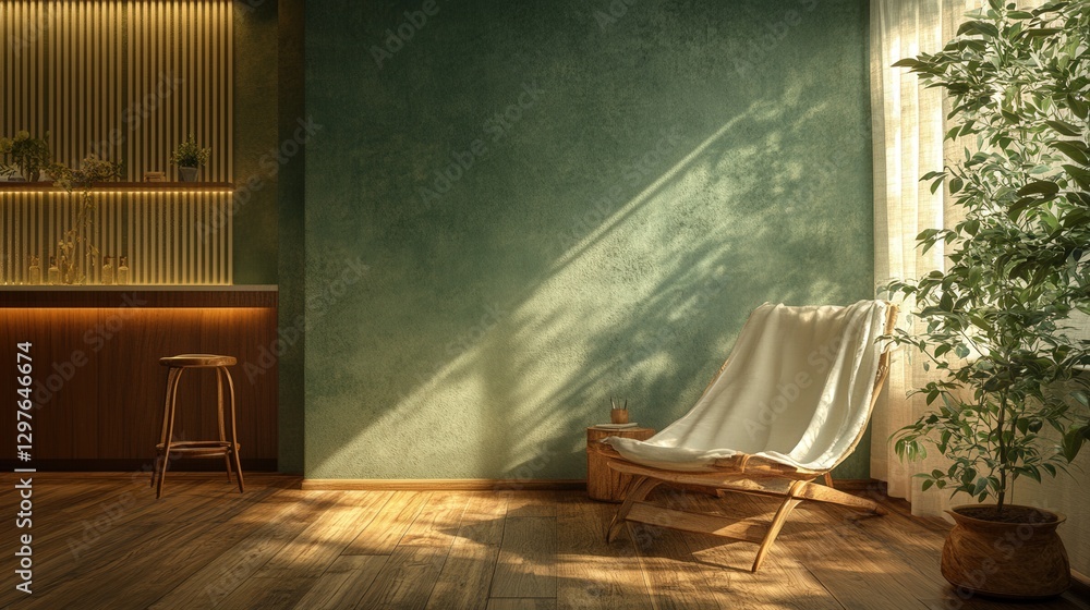 Fototapeta premium A warm, inviting close-up of horizontally laid wooden planks bathed in soft, golden light, casting subtle shadows and highlighting the natural grain patterns