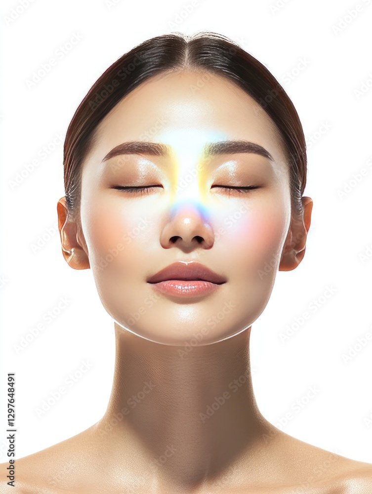 Serene Portrait Of A Person With Closed Eyes And Light Serene Portrait Of A Person With Closed Eyes And Light