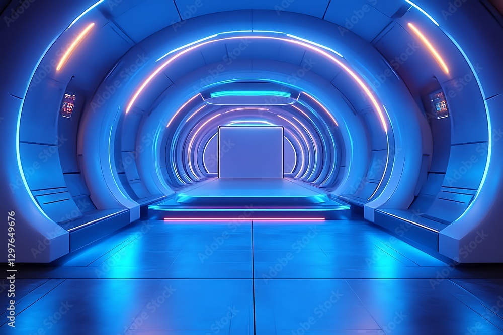Naklejka premium Futuristic Neon Tunnel Display