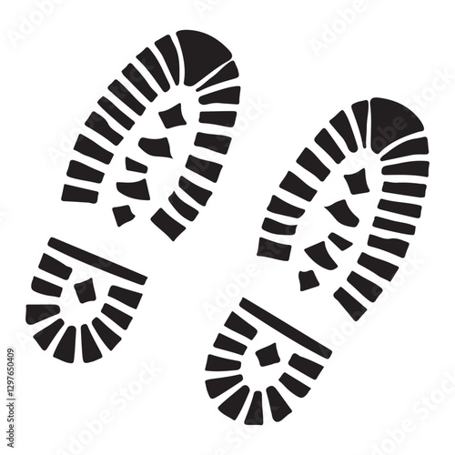 Black Shoe Print Trail Vector Design Illustration for Hiking Adventures