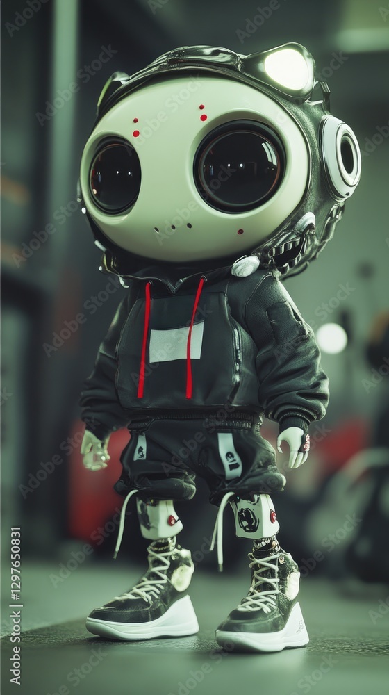 Fototapeta premium A stylized humanoid figure in modern urban casual attire stands alone