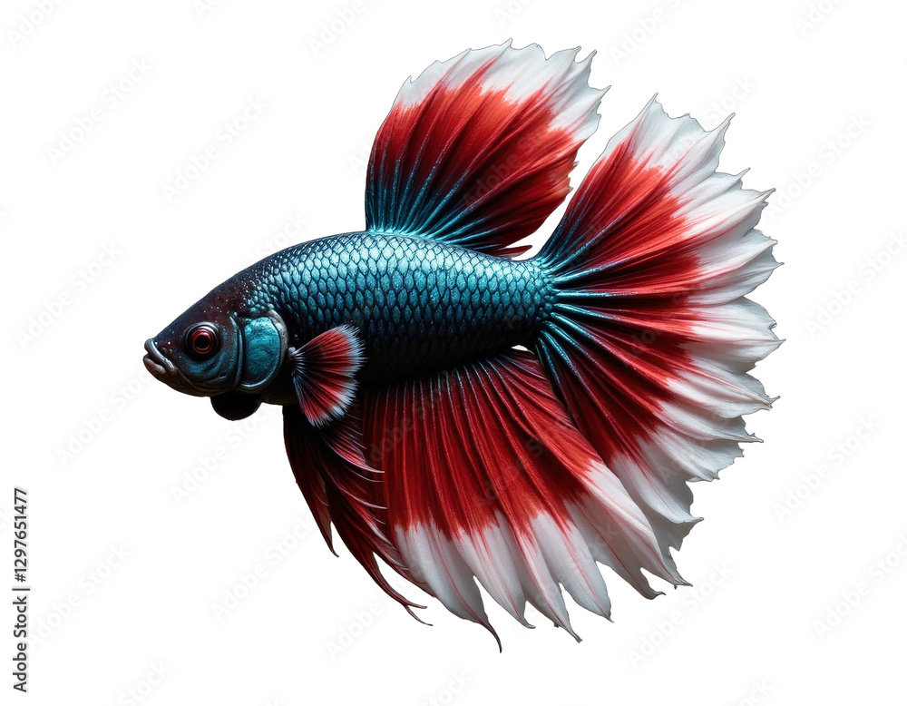 Fototapeta premium Colorful Betta Fish with Flowing Fins and transparent background