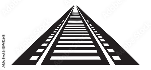 Perspective Vector Illustration Train Tracks Image for Transportation