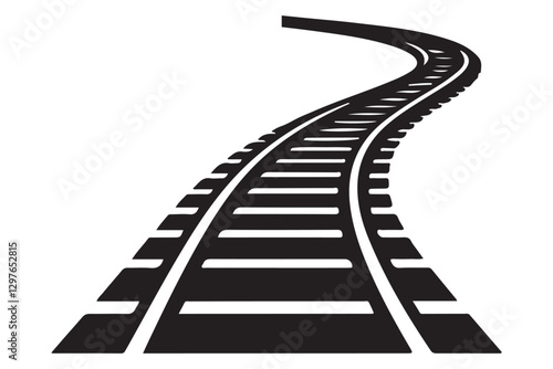 Curved Railroad Tracks Vector Illustration Railway Transportation Design Element