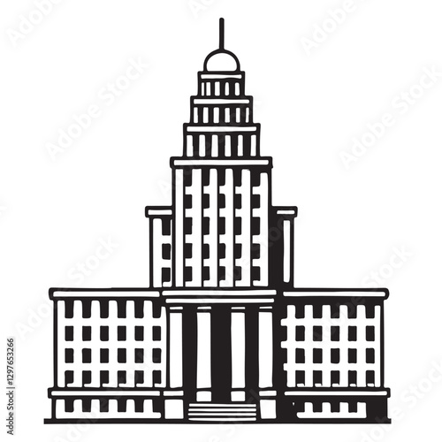 Detailed Building Silhouette Illustration for Architecture and Cityscape Concepts