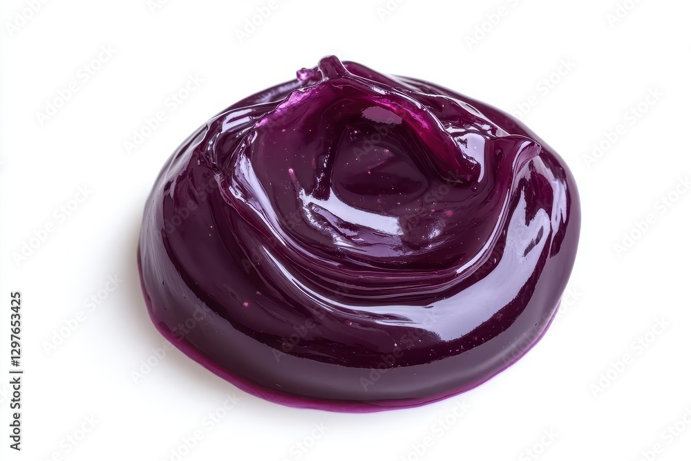 single glossy blackberry jam dab with a deep purple sheen glossy texture glowing set against a crisp white background sweet and rich single glossy blackberry jam dab with a deep purple sheen glossy texture glowing set against a crisp white background sweet and rich