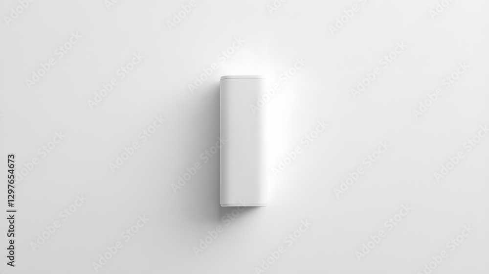 Minimalist white wall light fixture casting soft illumination in a serene, modern interior space Minimalist white wall light fixture casting soft illumination in a serene, modern interior space