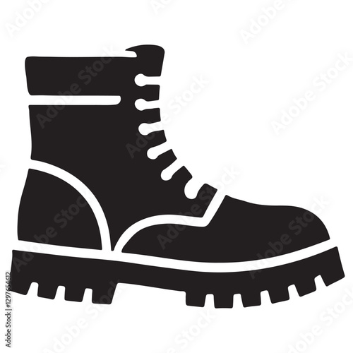 Heavy Duty Silhouette Combat Boot Vector Illustration Design Template