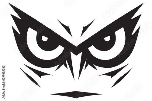 Black silhouette of an evil look spooky shadow with glowing eyes