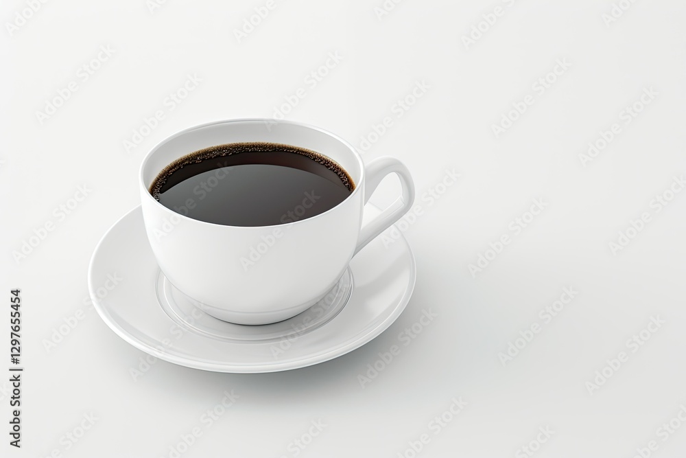 High Quality Visual of Work Desk with a Cup of Coffee Isolated on White Background High Quality Visual of Work Desk with a Cup of Coffee Isolated on White Background
