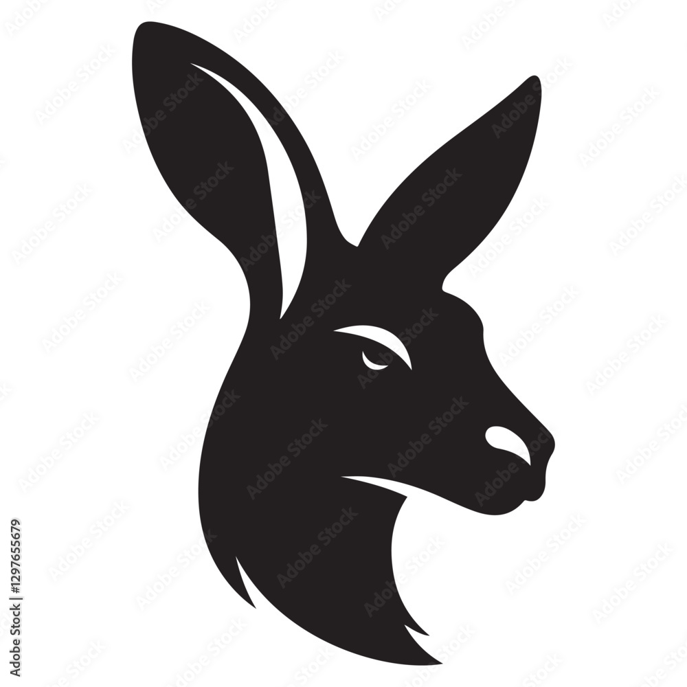 Obraz premium Kangaroo Head Vector Silhouette Elegant Artwork for Logo Design