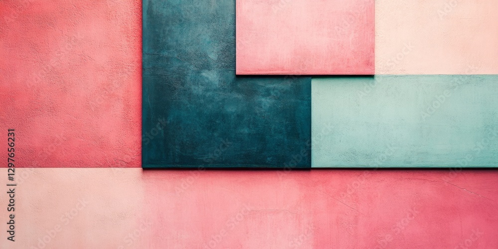 Fototapeta premium Abstract composition of geometric shapes and varied pastel colors