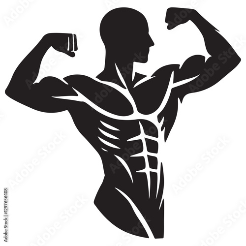 Muscular Body Silhouette Fitness Illustration Revealing Lean Muscle and Tone