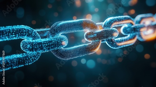 Interconnected lines chain closeup digital realm visual artwork abstract environment macro view technology concept