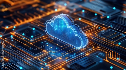 Exploring futuristic cloud computing virtual environment digital landscape technology concept