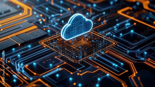 Exploring cloud computing innovations digital realm visual representation futuristic environment aerial view technology concept