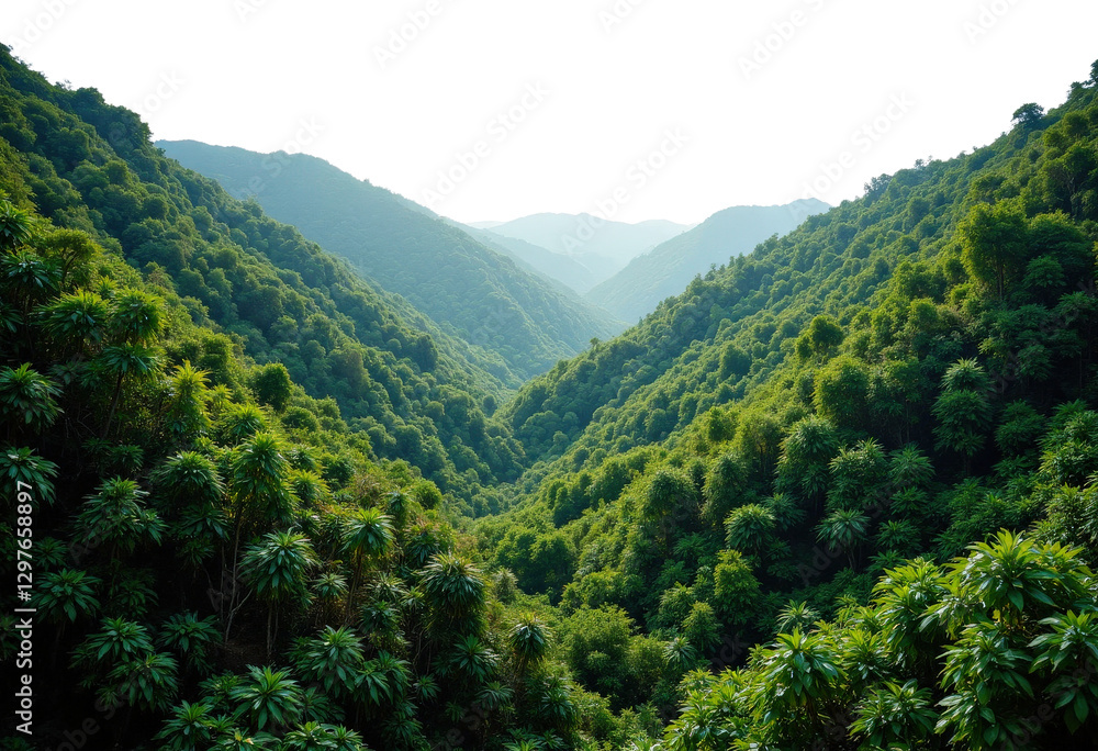 Fototapeta premium Lush Green Valley with Rolling Hills and transparent background