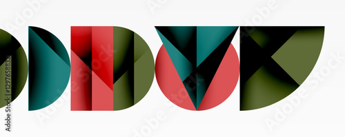 Abstract geometric pattern with intersecting circles and triangles in gradients. The high-contrast composition creates depth and a dynamic, modern aesthetic